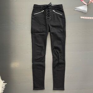 Rag & Bone Lace-Up Gia Black Skinny Jeans